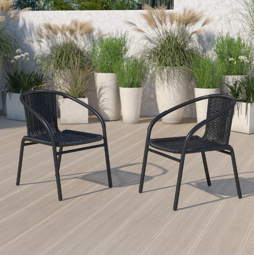 Black outdoor rattan chair - black,